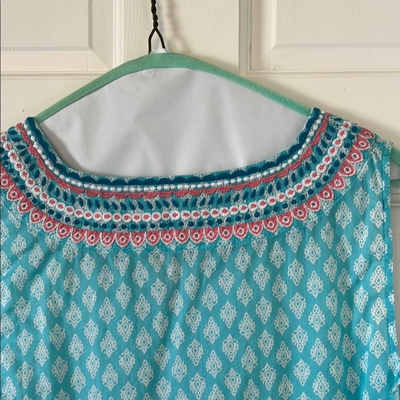 Sleeveless Aqua Patterned Top By Talbots - Picture 13 of 13